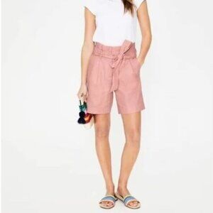 Boden St. Ives Paperbag Pink Shorts 9" Inseam Linen Cotton Blend Women's US 8
